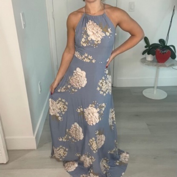 Aakaa Maxi Blue Floral Dress - Picture 1 of 5